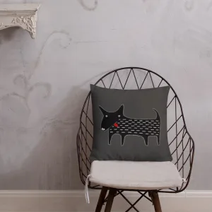 Black Terrier Illustration Throw Pillow