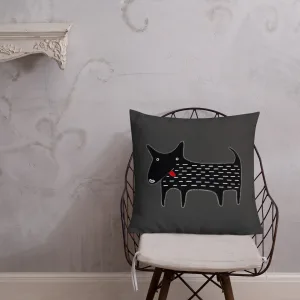 Black Terrier Illustration Throw Pillow