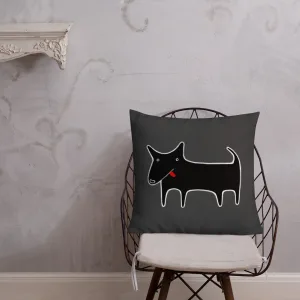 Black Dog Illustration Throw Pillow