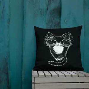 Abstract Cat Face with Whiskers Decorative Pillow