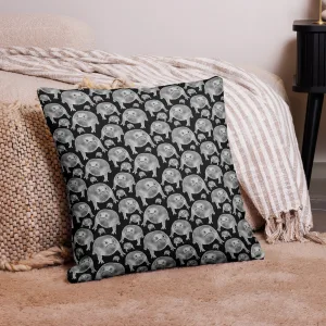 Stylized Frog Repeat Pattern Throw Pillow