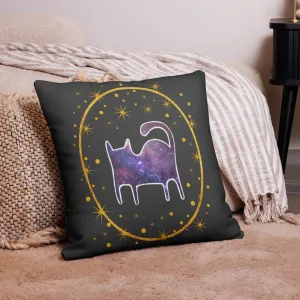 Cosmic Cat Silhouette Throw Pillow