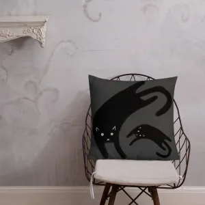 Black Cat and Kitten Silhouette Throw Pillow