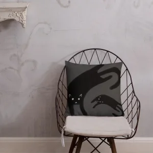 Black Cat and Kitten Silhouette Throw Pillow