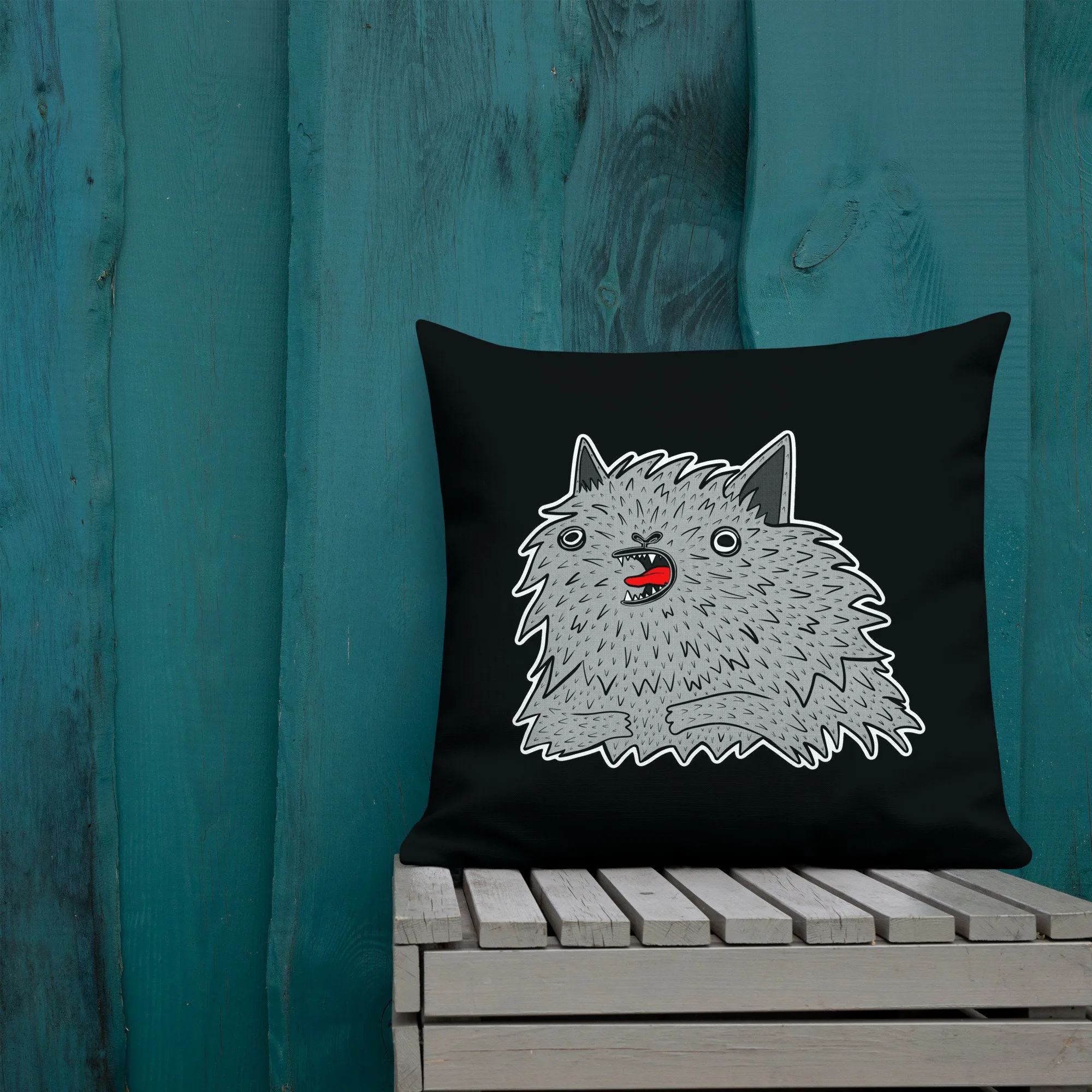 Stylized Cat Face Throw Pillow