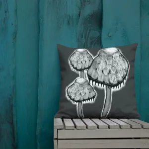 Mushroom Illustration Throw Pillow