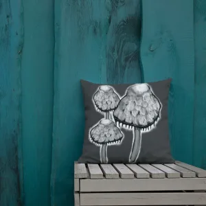 Mushroom Illustration Throw Pillow