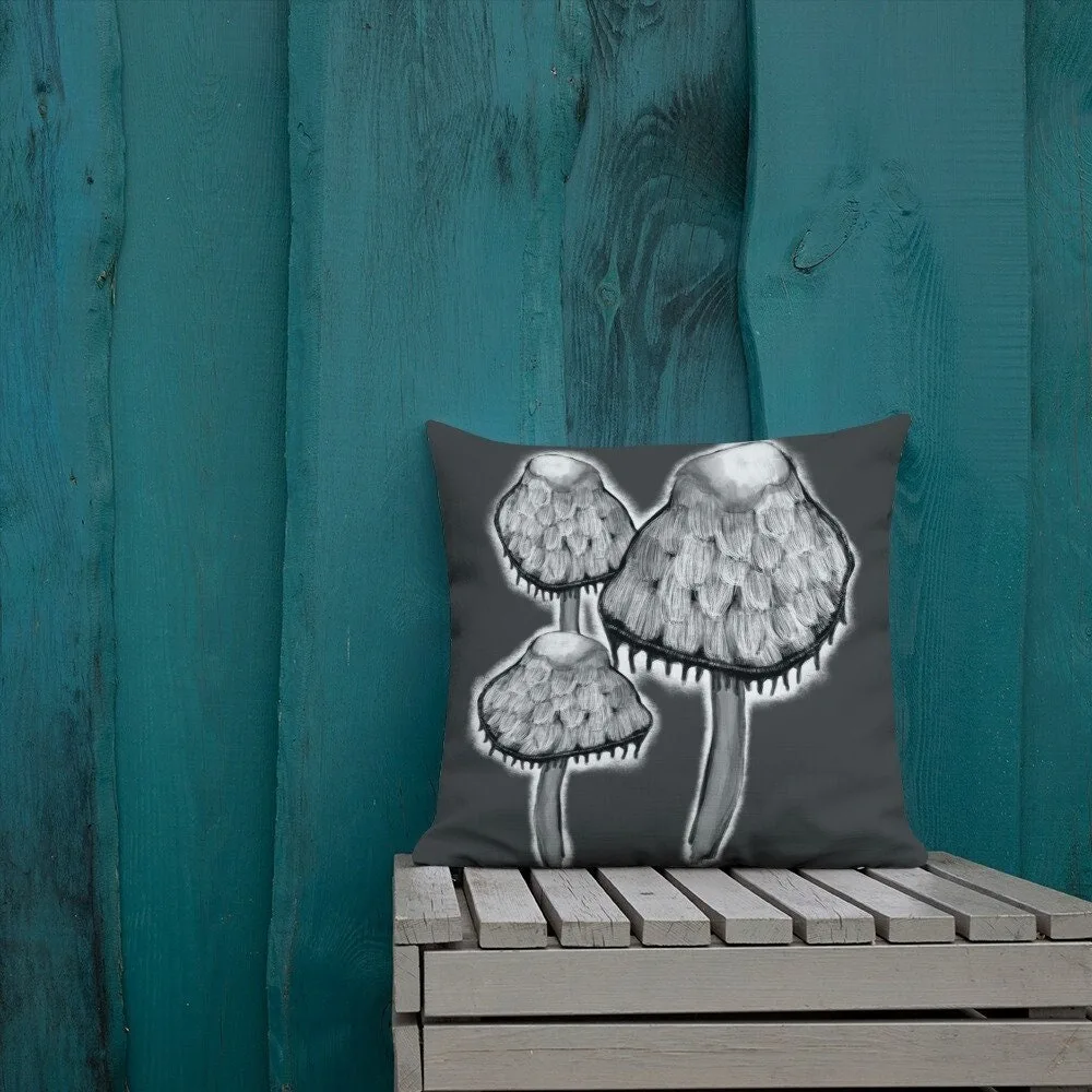 Mushroom Illustration Throw Pillow