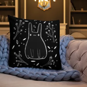 Stylized Rabbit with Floral Accents Throw Pillow