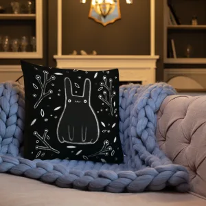 Stylized Rabbit with Floral Accents Throw Pillow