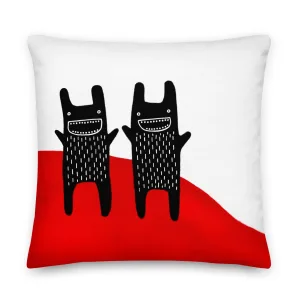 Whimsical Animal Illustration Accent Pillow