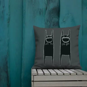 Abstract Rabbit-like Figures Throw Pillow