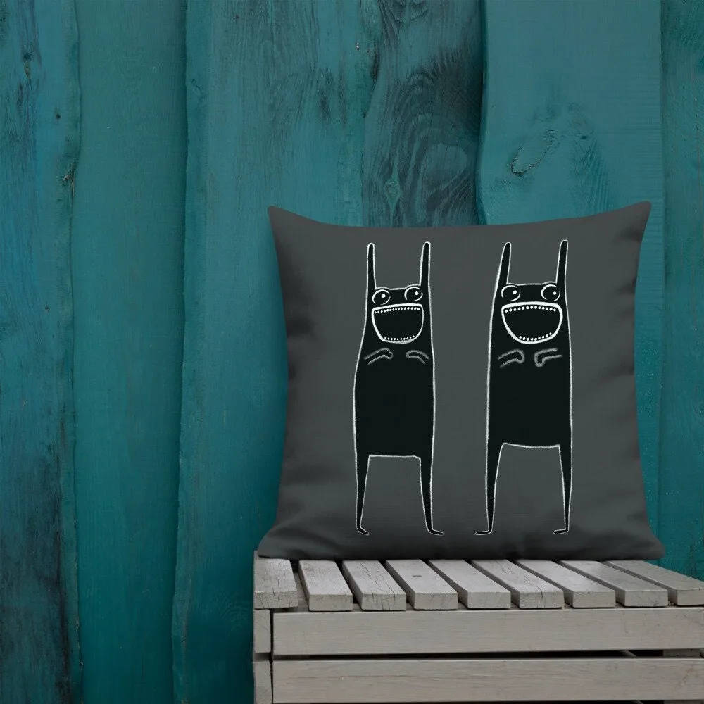 Abstract Rabbit-like Figures Throw Pillow