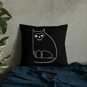 Cat with Skull Face Outline Throw Pillow
