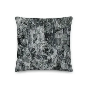 Black and Gray Vintage Floral Throw Pillow