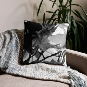 Black and Silver Abstract Throw Pillow