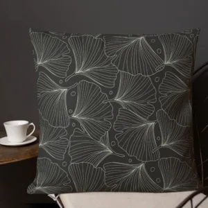 Black and White Ginkgo Leaves Throw Pillow
