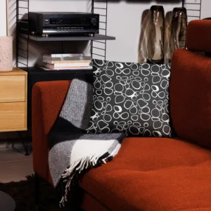 Black and White Mid-Century Throw Pillow