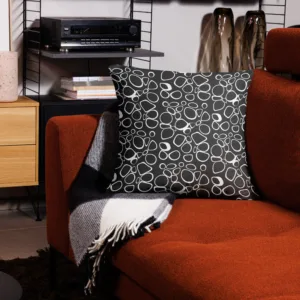 Black and White Mid-Century Throw Pillow