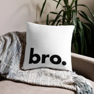"Bro." Black on White Throw Pillow