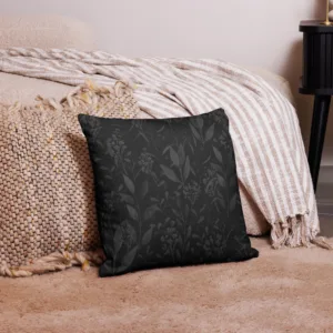Dark Vintage Botanical Throw Pillow