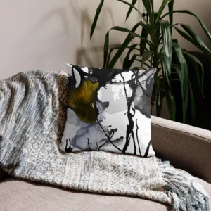 Minimalist Abstract Gold Black White Throw Pillow