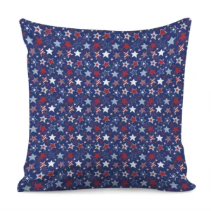 4th of July American Star Pattern Print Throw Pillow With Inner Home Decor