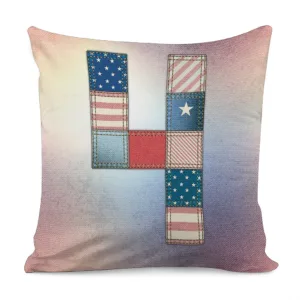 4th of July USA Denim Patchwork Print Throw Pillow With Inner Home Decor