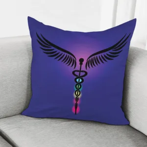 7 Chakras Caduceus Print Throw Pillow With Inner Home Decor
