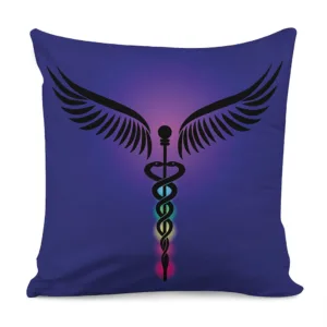 7 Chakras Caduceus Print Throw Pillow With Inner Home Decor