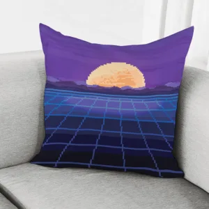 8-Bit Pixel Digital Landscape Print Throw Pillow With Inner Home Decor