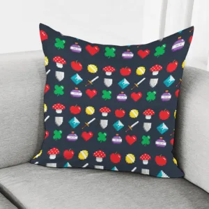 8-Bit Pixel Game Items Print Throw Pillow With Inner Home Decor