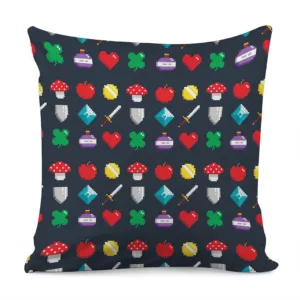 8-Bit Pixel Game Items Print Throw Pillow With Inner Home Decor