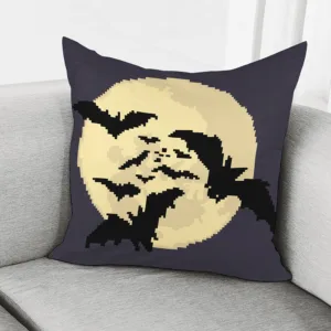 8-Bit Pixel Halloween Bat Print Throw Pillow With Inner Home Decor