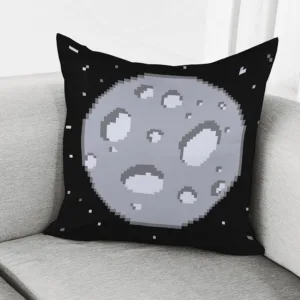 8-Bit Pixel Moon Print Throw Pillow With Inner Home Decor