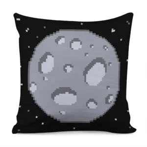 8-Bit Pixel Moon Print Throw Pillow With Inner Home Decor