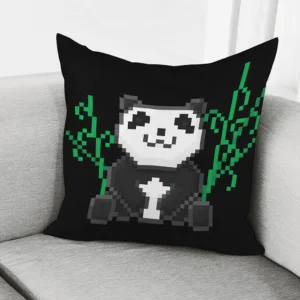 8-Bit Pixel Panda Print Throw Pillow With Inner Home Decor