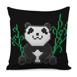 8-Bit Pixel Panda Print Throw Pillow With Inner Home Decor
