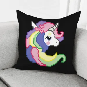8-Bit Pixel Unicorn Print Throw Pillow With Inner Home Decor