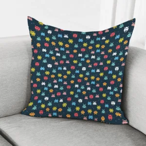 8-Bit Video Game Monsters Pattern Print Throw Pillow With Inner Home Decor
