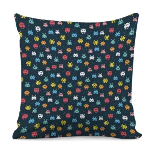8-Bit Video Game Monsters Pattern Print Throw Pillow With Inner Home Decor