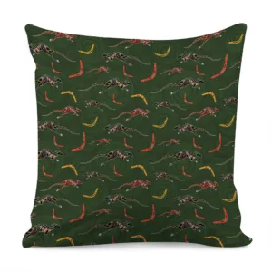 Aboriginal Boomerang And Kangaroo Print Throw Pillow With Inner Home Decor