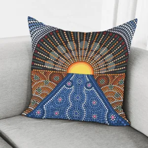 Aboriginal Indigenous Sunset Art Print Throw Pillow With Inner Home Decor
