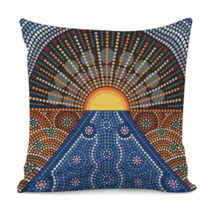 Aboriginal Indigenous Sunset Art Print Throw Pillow With Inner Home Decor