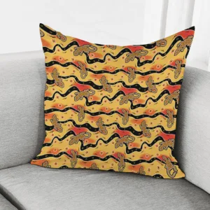 Aboriginal Lizard Pattern Print Throw Pillow With Inner Home Decor