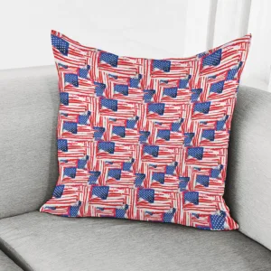 Abstract American Flag Print Throw Pillow With Inner Home Decor