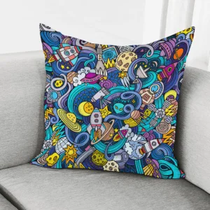 Abstract Cartoon Galaxy Space Print Throw Pillow With Inner Home Decor