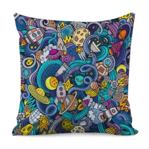Abstract Cartoon Galaxy Space Print Throw Pillow With Inner Home Decor