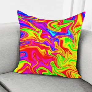 Abstract Colorful Liquid Trippy Print Throw Pillow With Inner Home Decor