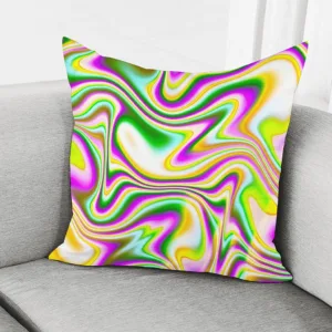 Abstract Holographic Liquid Trippy Print Throw Pillow With Inner Home Decor